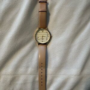 Kate Spade Neutral Tan Leather Strap Watch with Script Dial